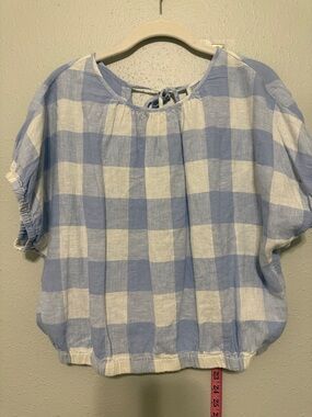 Madewell Light Blue and White Striped Sleeveless Blouse